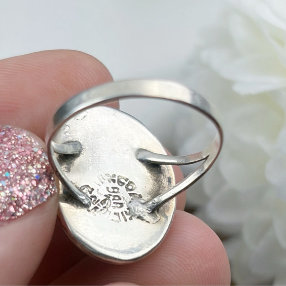 Vintage Sterling Silver 925 Ring Size 6 Abalone Southwest Native American Style - Picture 8 of 9